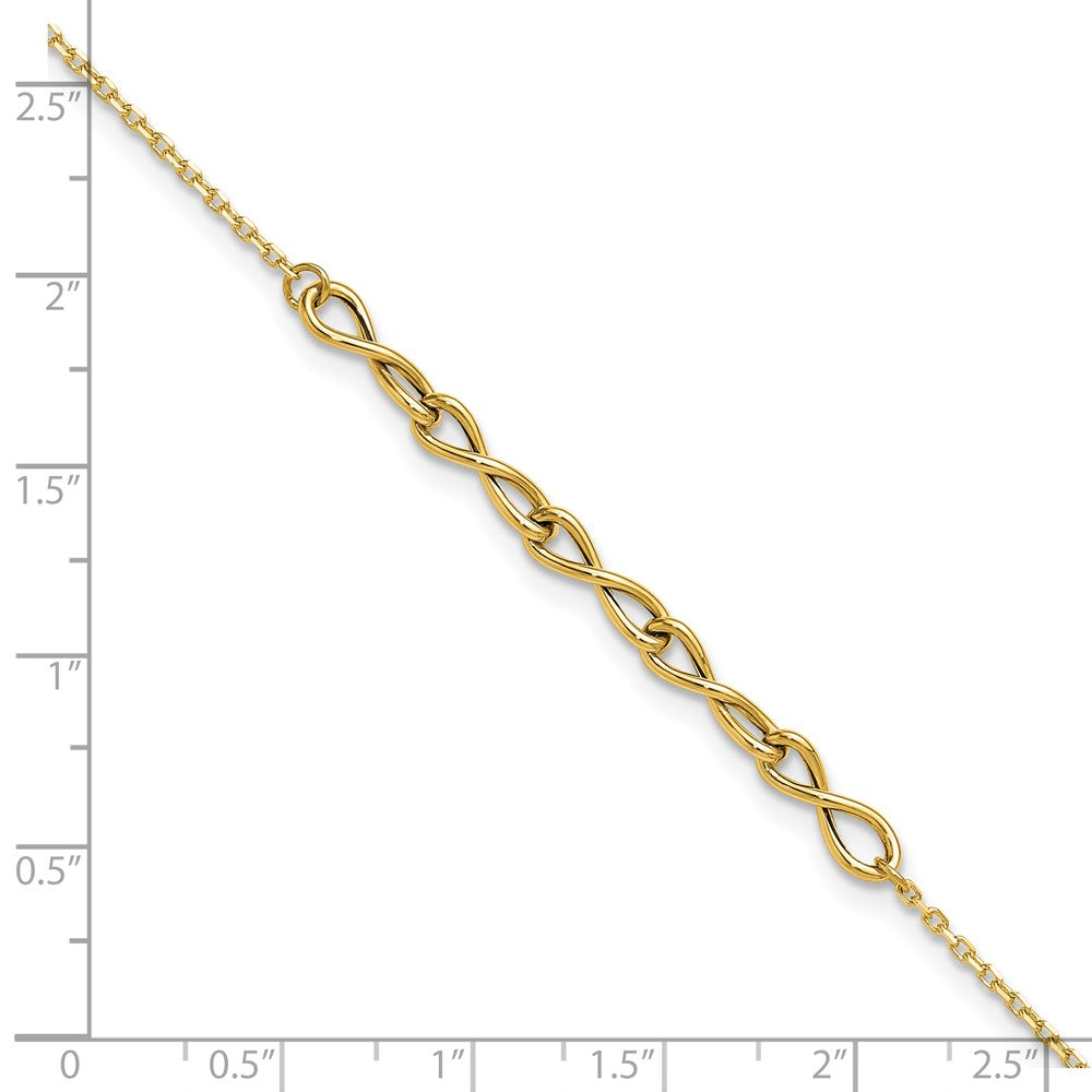 14K Yellow Gold Polished Infinity 9in Plus 1in Ext. Anklet
