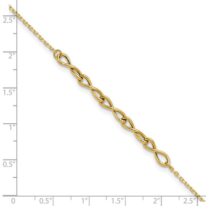 14K Yellow Gold Polished Infinity 9in Plus 1in Ext. Anklet