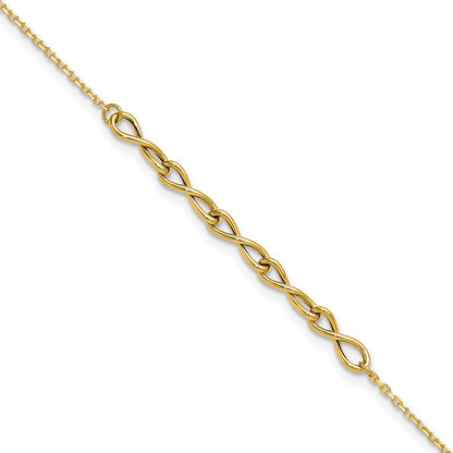 14K Yellow Gold Polished Infinity 9in Plus 1in Ext. Anklet