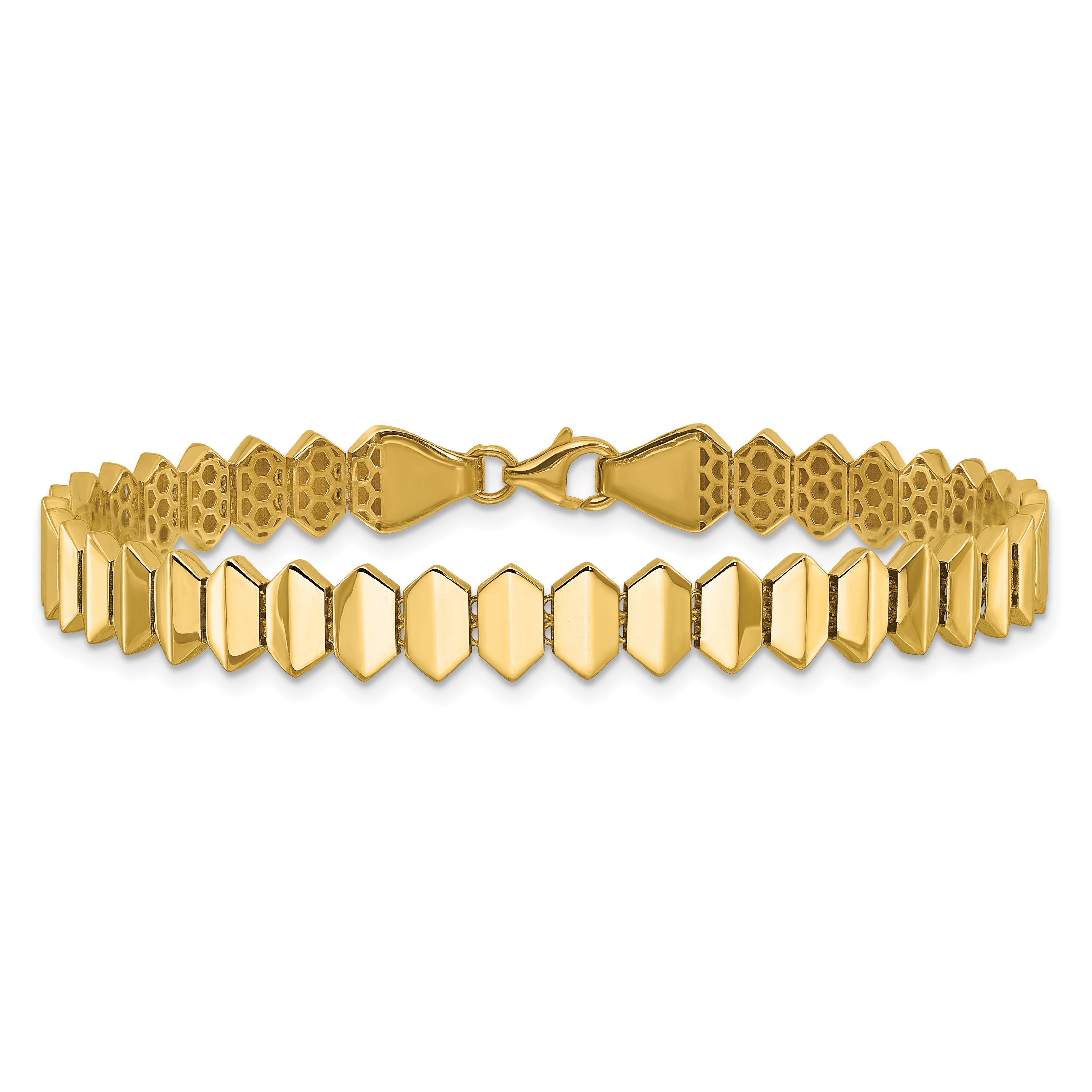 14K Yellow Gold Polished Fancy Geometric Link Bracelet