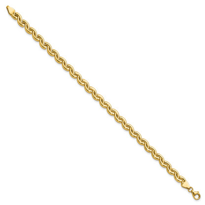 14K Yellow Gold Polished Fancy Wave Link Bracelet