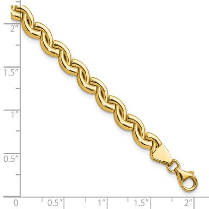 14K Yellow Gold Polished Fancy Wave Link Bracelet