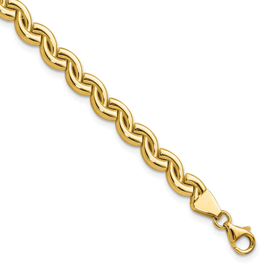 14K Yellow Gold Polished Fancy Wave Link Bracelet