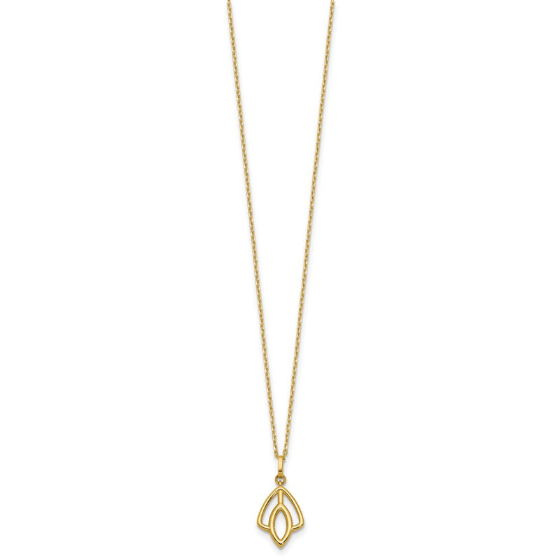 14K Yellow Gold Polished Floral Pendant Necklace