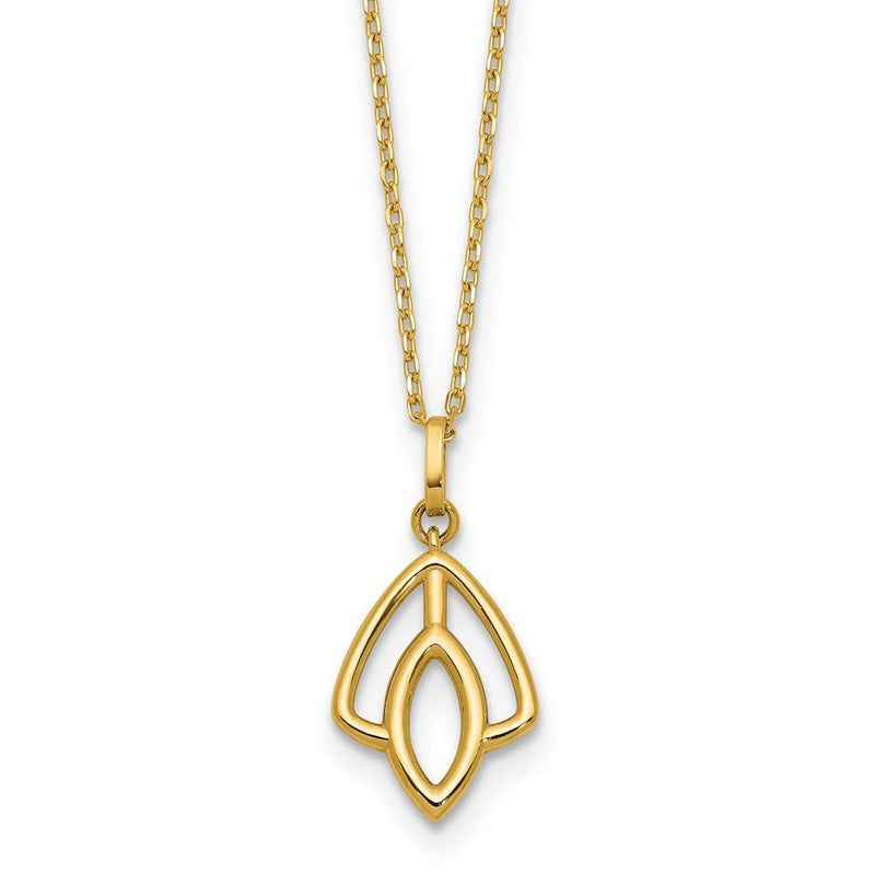 14K Yellow Gold Polished Floral Pendant Necklace
