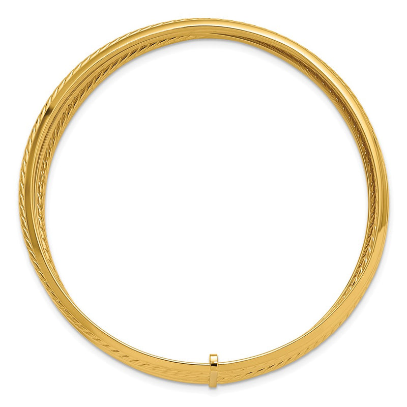 14K Yellow Gold Polished And Twisted 7 Layer Slip On Bangle