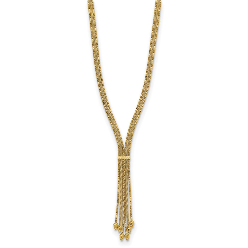 14K Yellow Gold Polish/Texture/Dia Cut Fancy Drop Necklace