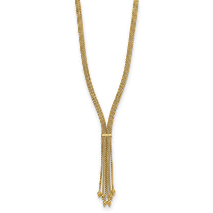 14K Yellow Gold Polish/Texture/Dia Cut Fancy Drop Necklace