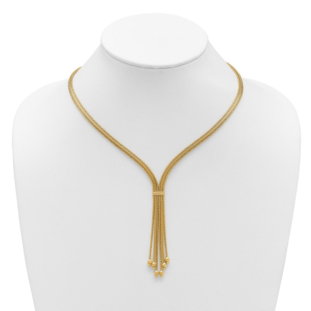 14K Yellow Gold Polish/Texture/Dia Cut Fancy Drop Necklace