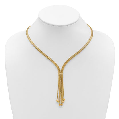 14K Yellow Gold Polish/Texture/Dia Cut Fancy Drop Necklace