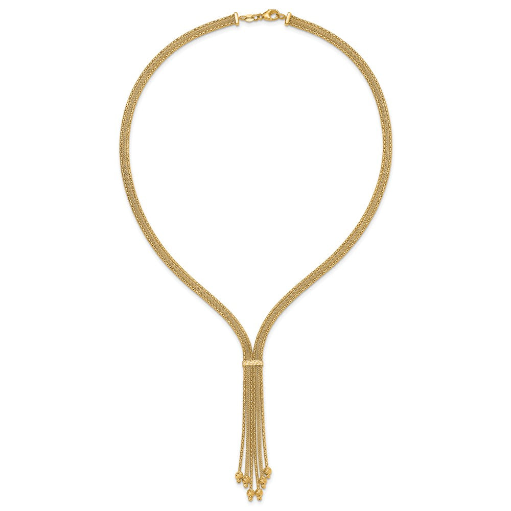 14K Yellow Gold Polish/Texture/Dia Cut Fancy Drop Necklace
