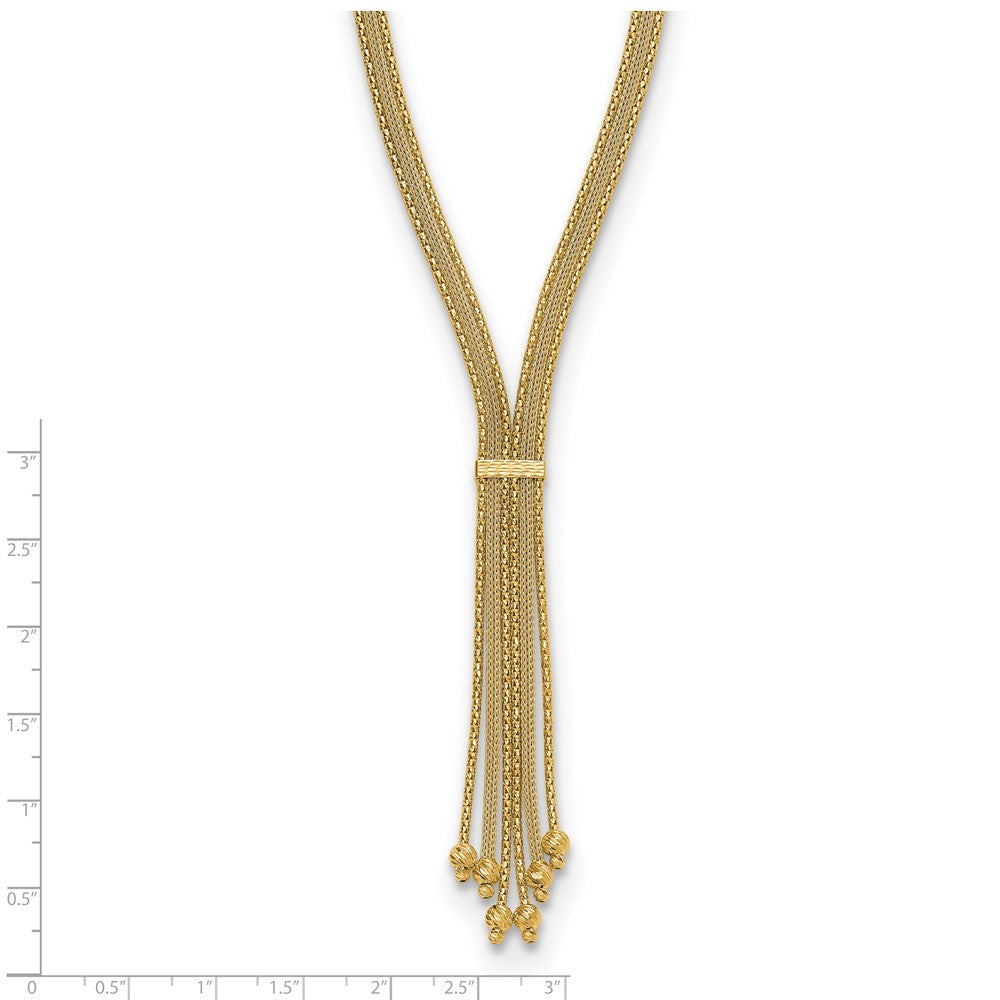 14K Yellow Gold Polish/Texture/Dia Cut Fancy Drop Necklace