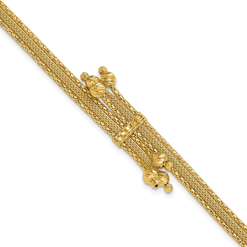 14K Yellow Gold Polish/Texture/Dia Cut Fancy Bracelet
