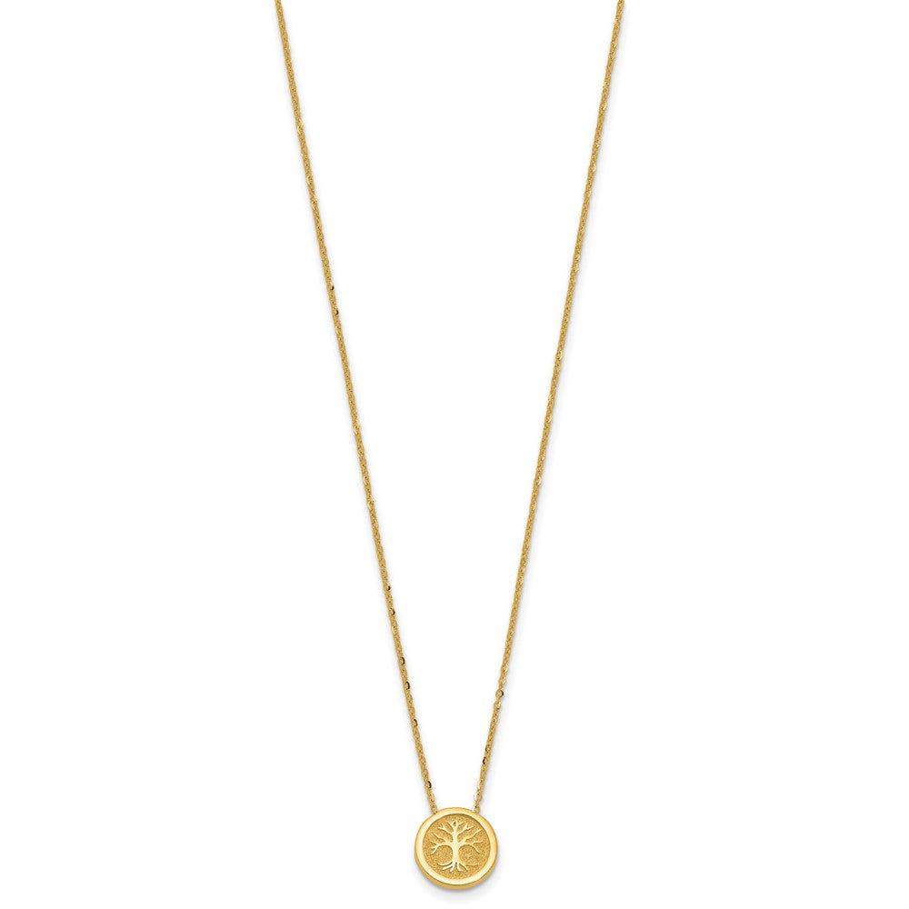 14K Yellow Gold Polished And Satin Tree Of Life Necklace