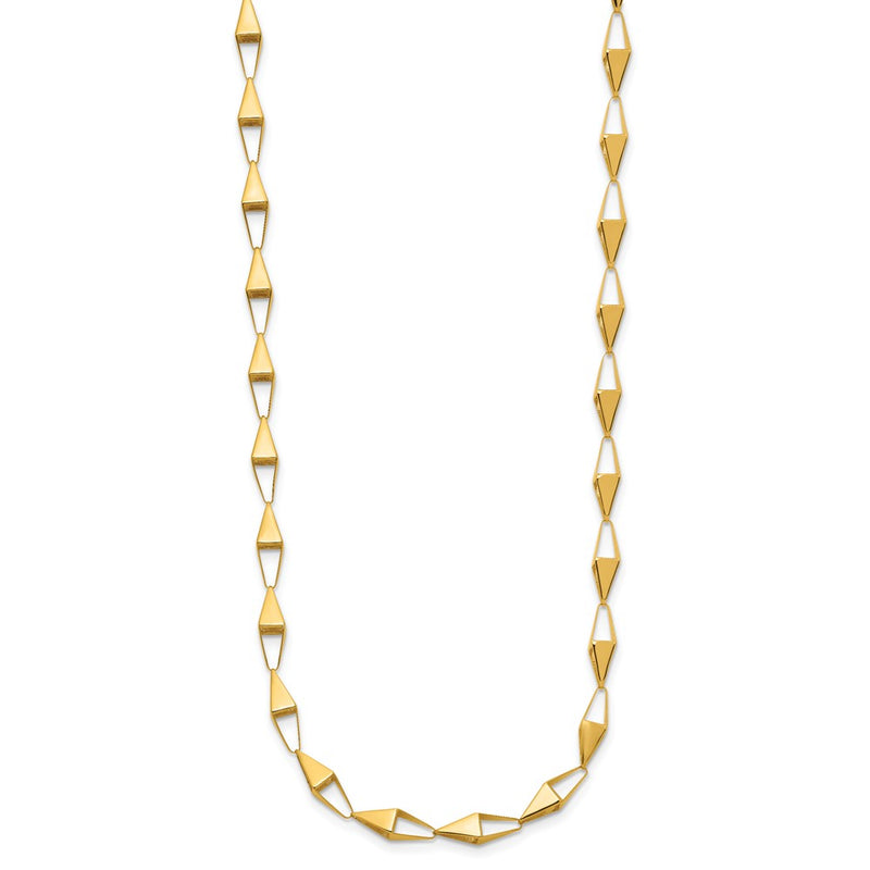 14K Yellow Gold Polished Geometric Link Necklace