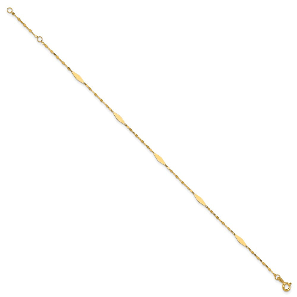 14K Yellow Gold Polished Geometric 9in Plus 1in Ext. Anklet