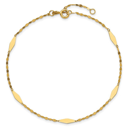 14K Yellow Gold Polished Geometric 9in Plus 1in Ext. Anklet
