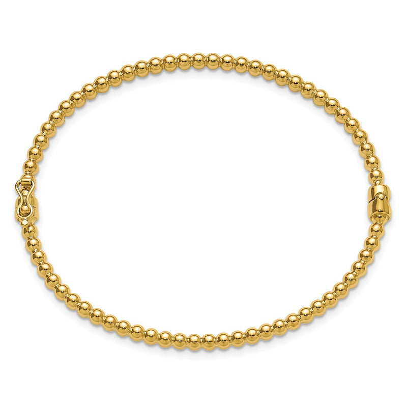 14K Yellow Gold Polished Beaded Hinged Bangle