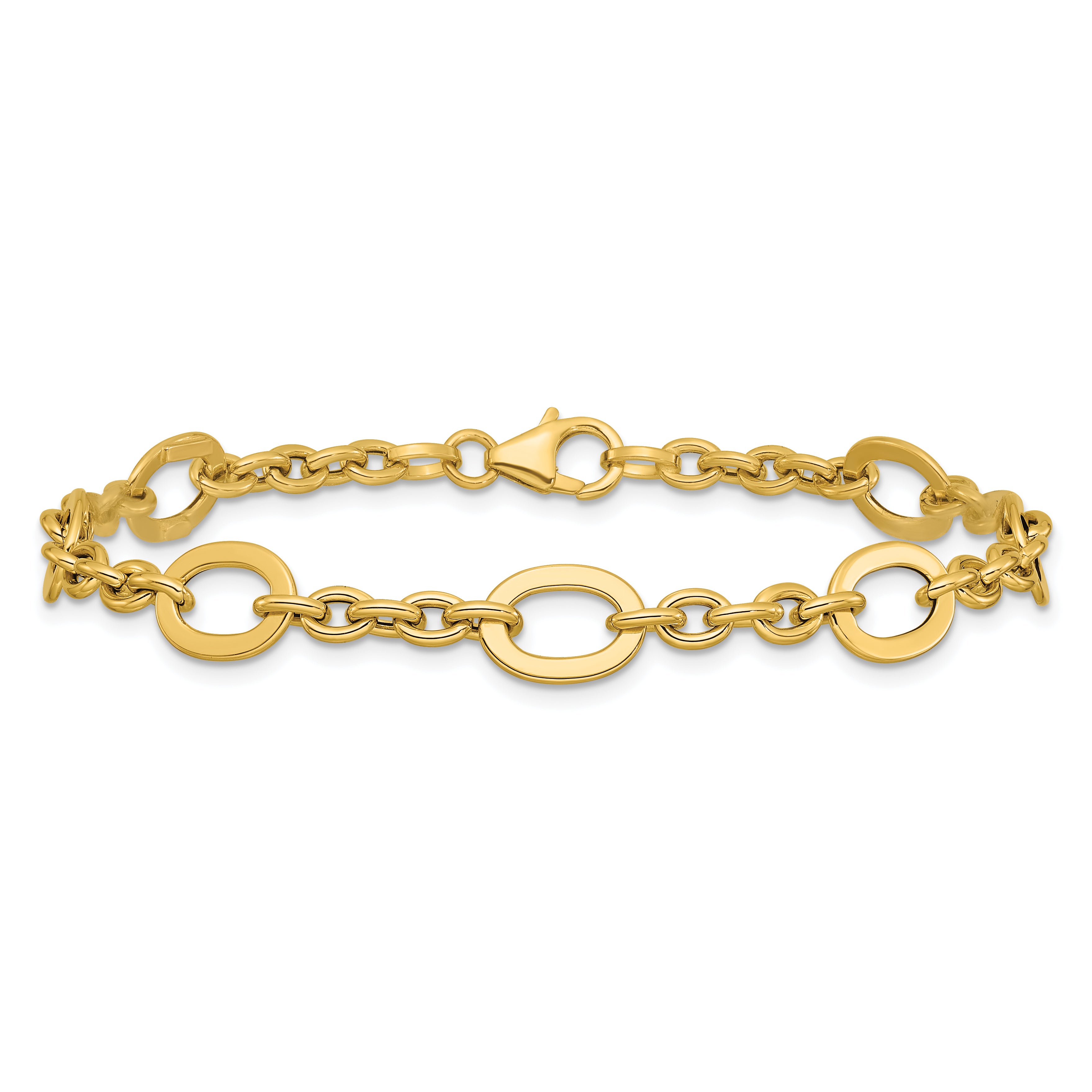 14K Yellow Gold Polished Fancy Link Bracelet