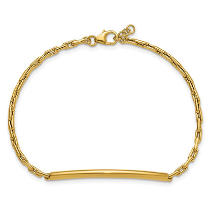 14K Yellow Gold Polished Bar Link W/.25In Ext. Bracelet