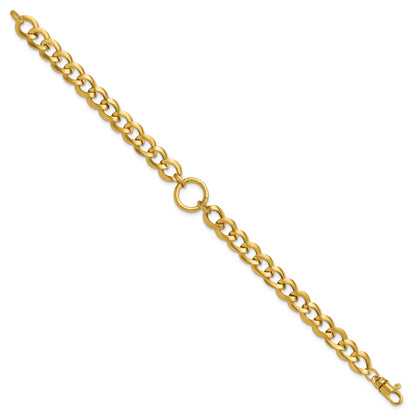 14K Yellow Gold Polished Circle Accent Fancy Link Bracelet