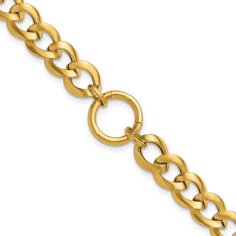 14K Yellow Gold Polished Circle Accent Fancy Link Bracelet