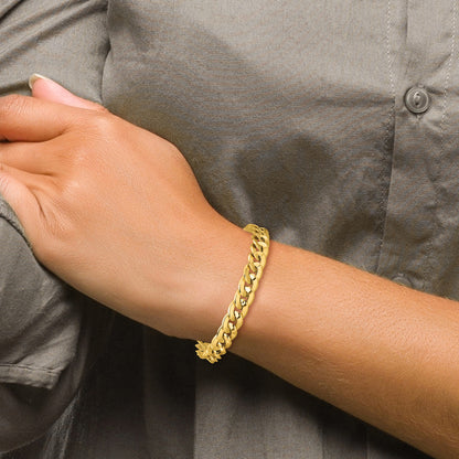 14K Yellow Gold Polished Fancy Curb Link Bracelet