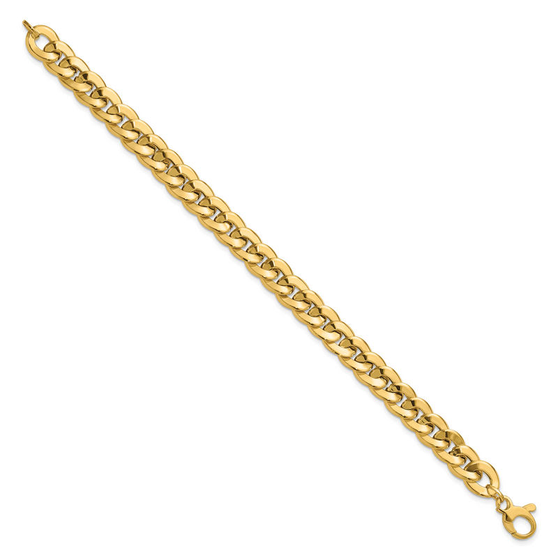 14K Yellow Gold Polished Fancy Curb Link Chain Bracelet