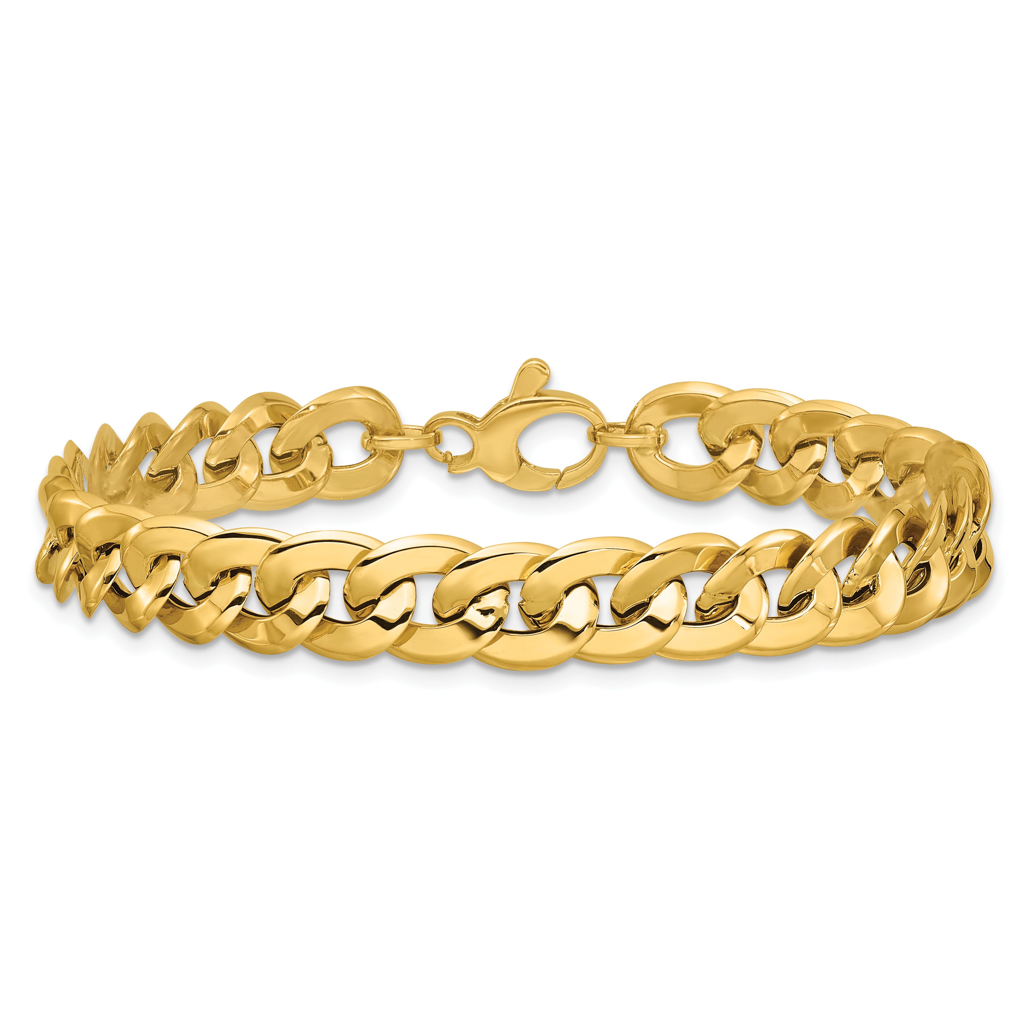 14K Yellow Gold Polished Fancy Curb Link Bracelet