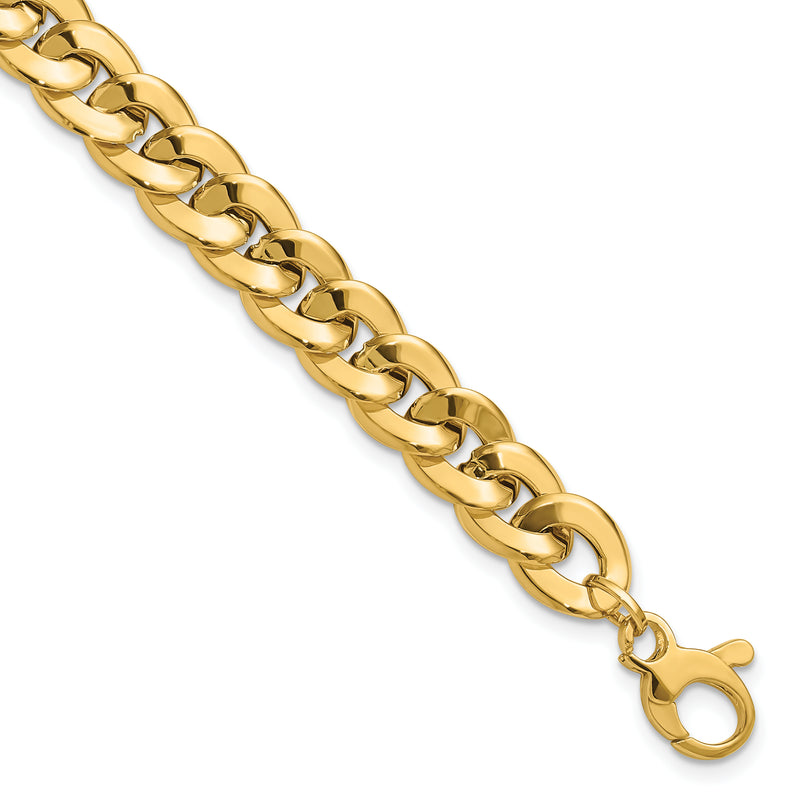 14K Yellow Gold Polished Fancy Curb Link Chain Bracelet