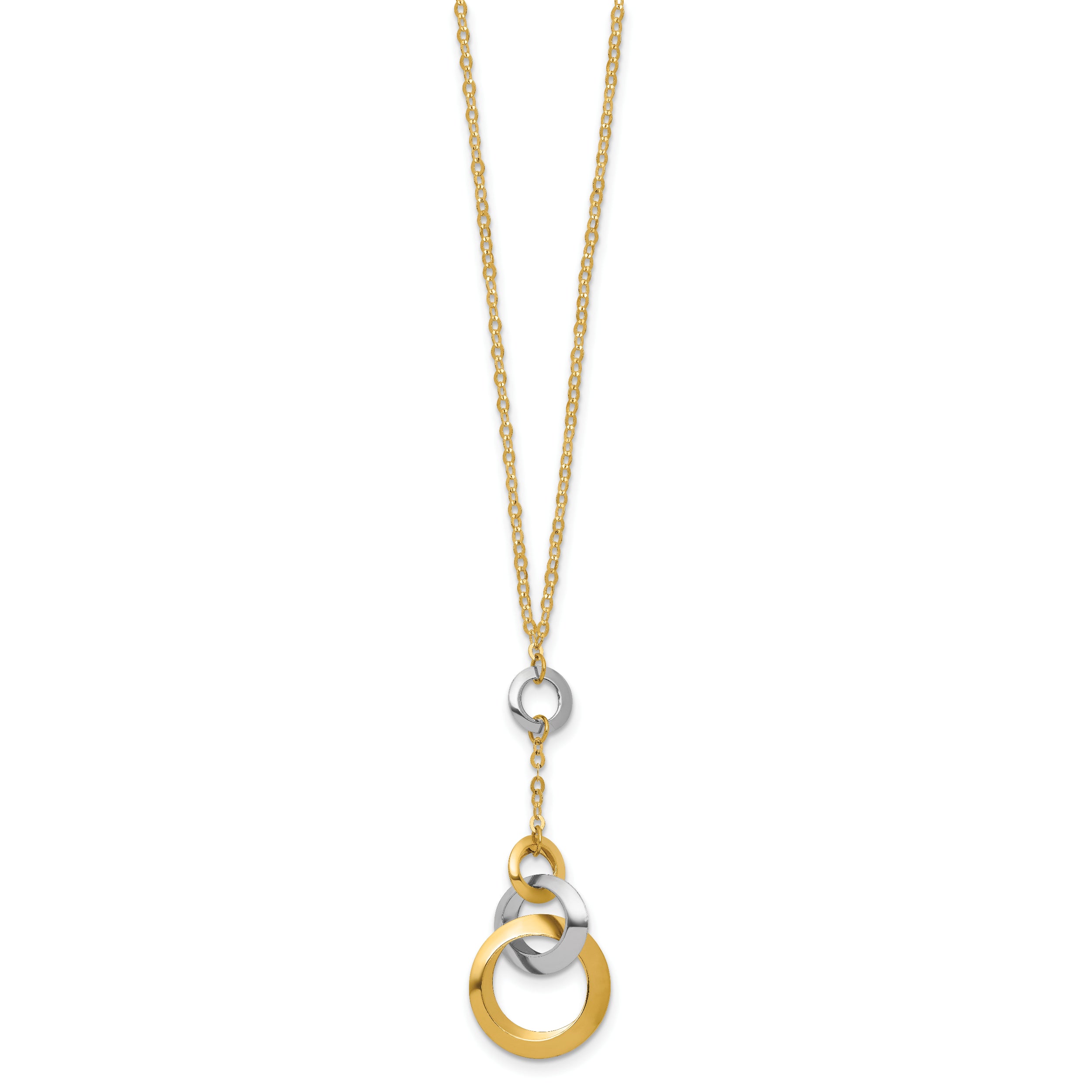 14K Two Tone Polished Circle Link Accent 1In Ext. Necklace