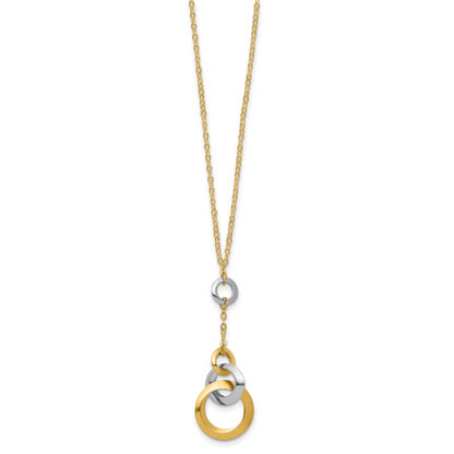 14K Two Tone Polished Circle Link Accent 1In Ext. Necklace
