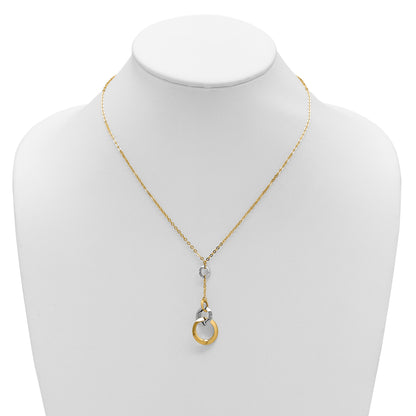 14K Two Tone Polished Circle Link Accent 1In Ext. Necklace