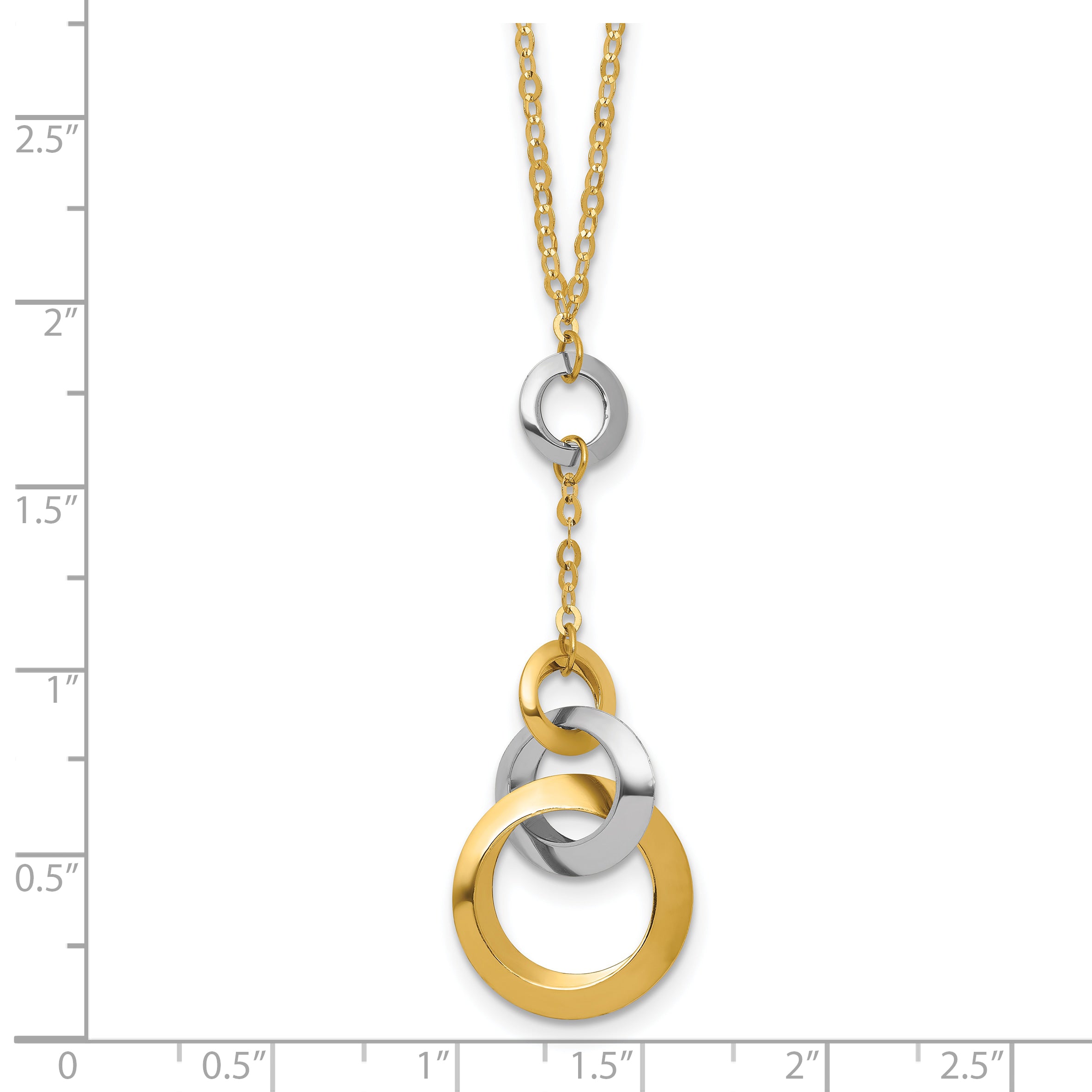 14K Two Tone Polished Circle Link Accent 1In Ext. Necklace