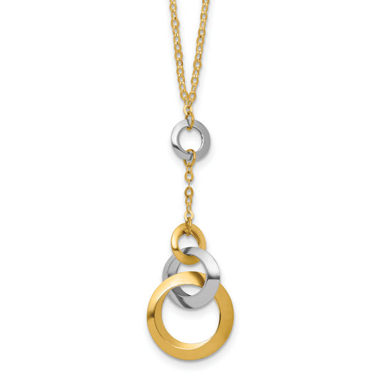 14K Two Tone Polished Circle Link Accent 1In Ext. Necklace
