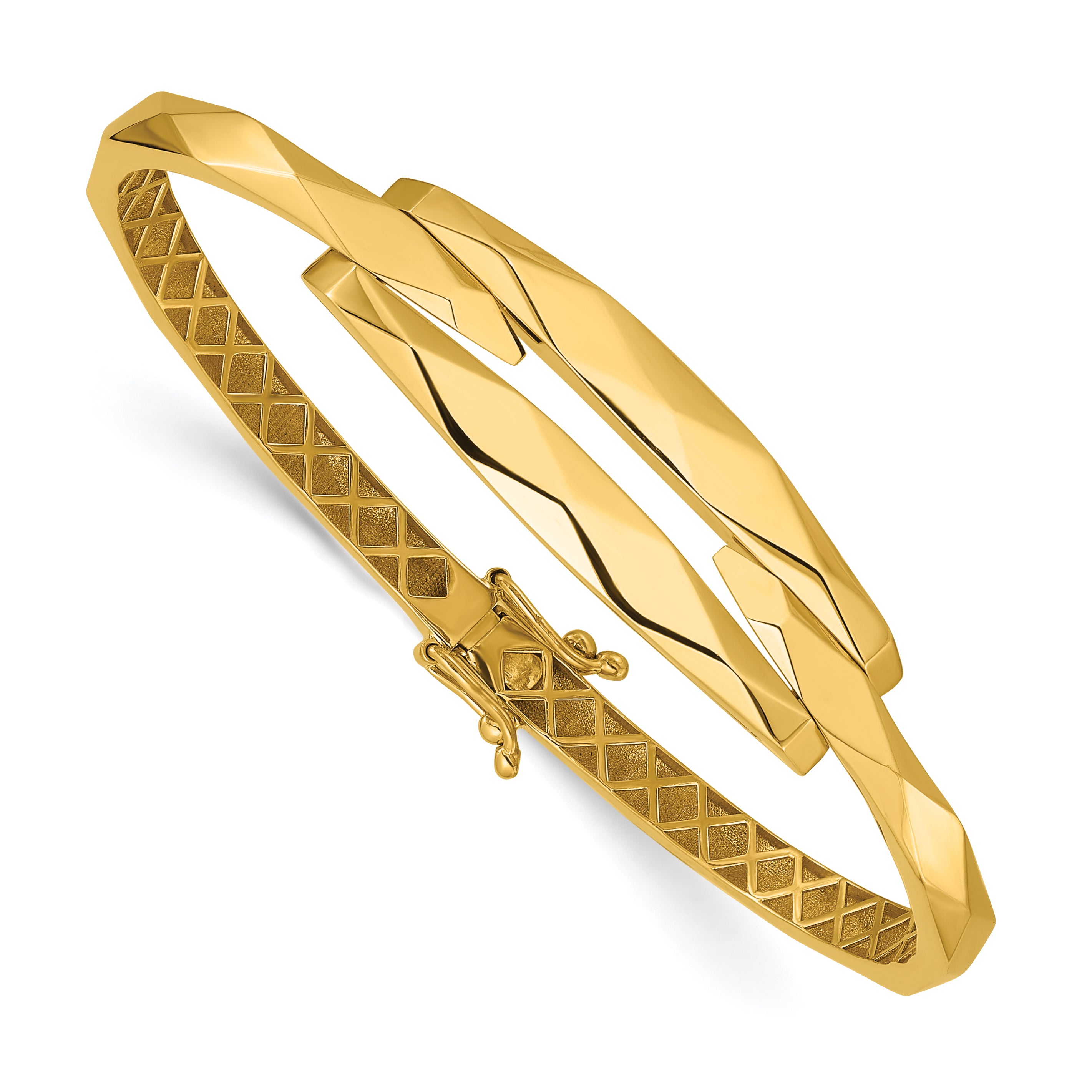 14K Yellow Gold Polished Hinged Bangle