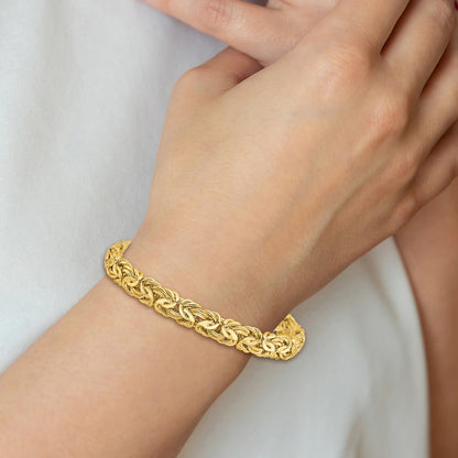 14K Yellow Gold Polished 8.0mm Byzantine Link Bracelet