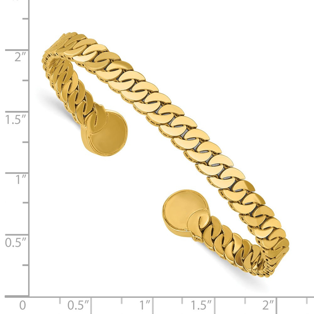 14K Yellow Gold Polished S Link Cuff Bangle