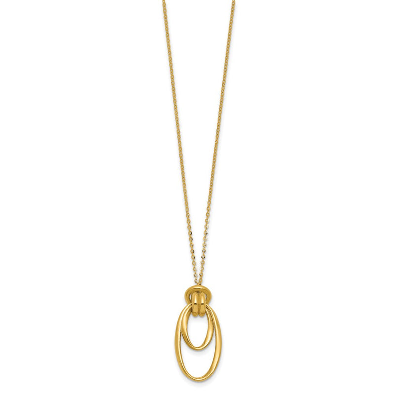 14K Yellow Gold Polished Fancy Ovals With 2In Ext. Necklace