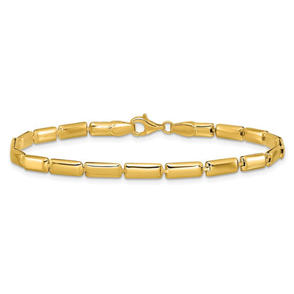 14K Yellow Gold Polished 3.6mm Bar Link Bracelet