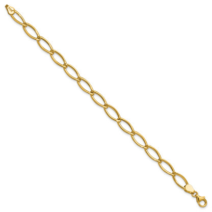 14K Yellow Gold Polished Fancy Oval Link Bracelet