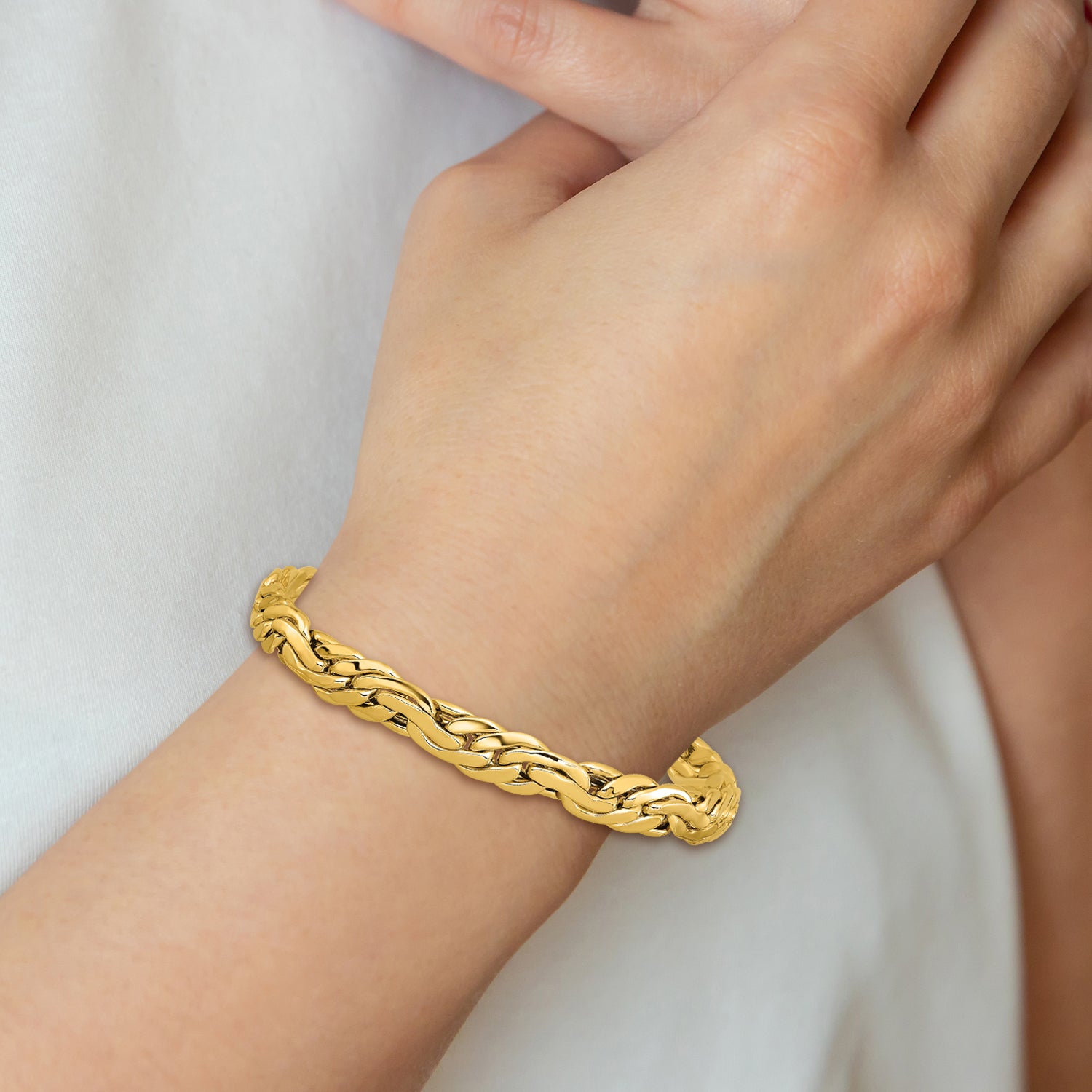 14K Yellow Gold Polished 7.5mm Fancy Link Bracelet