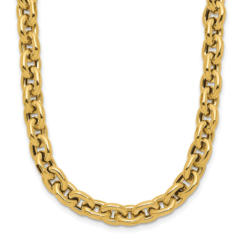 14K Yellow Gold Polished 6.5mm Flat Edge Cable Link Necklace