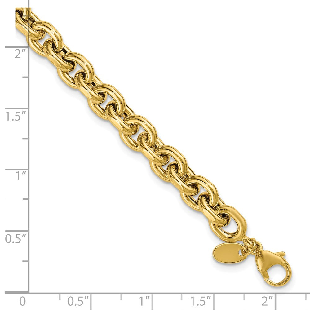 14K Yellow Gold Polished 6.5mm Flat Edge Cable Link Chain Bracelet