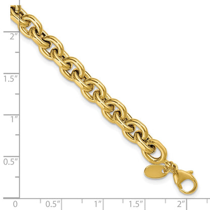 14K Yellow Gold Polished 6.5mm Flat Edge Cable Link Chain Bracelet