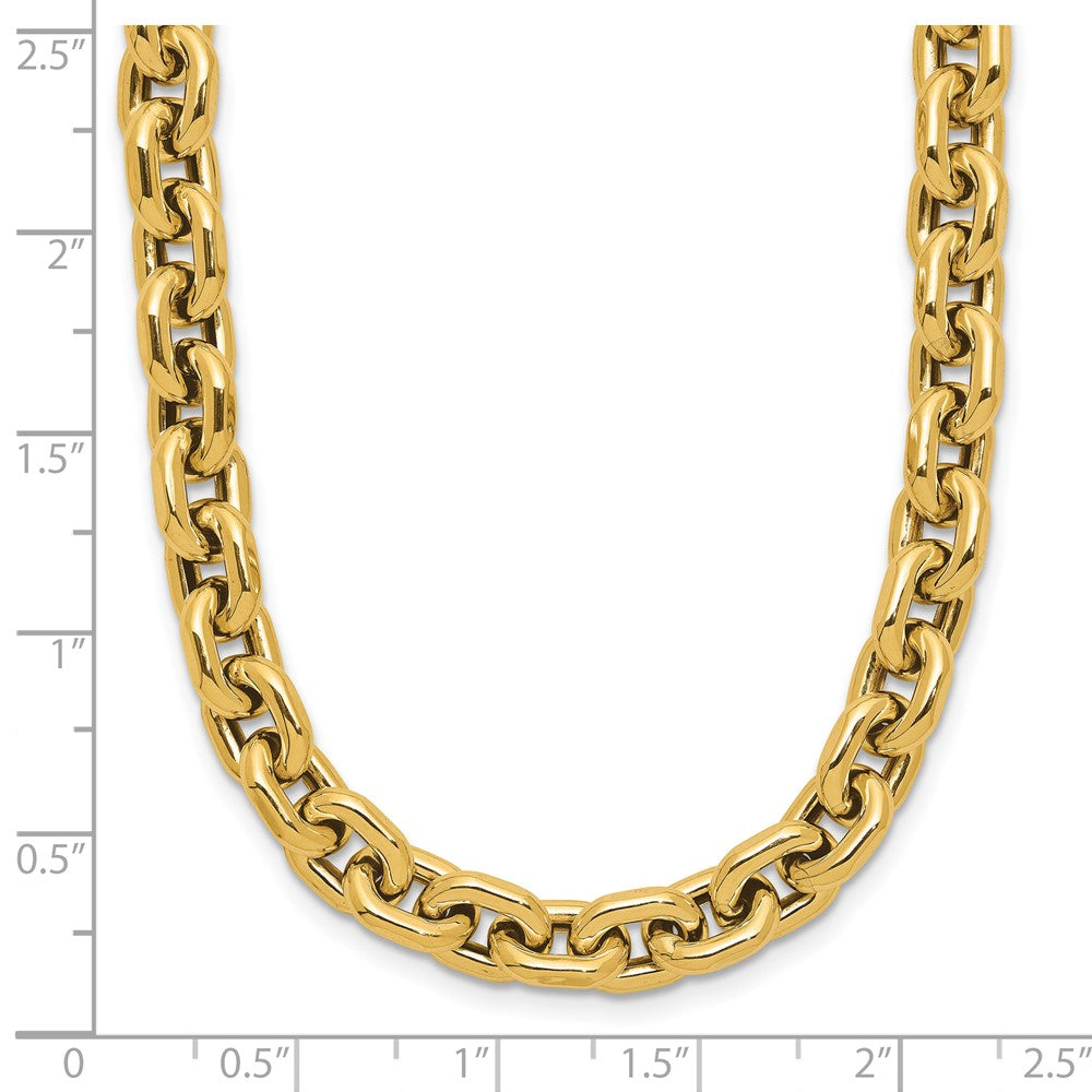 14K Yellow Gold Polished 7.0mm Flat Edge Cable Link Chain Necklace