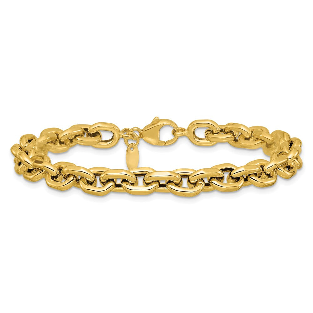 14K Yellow Gold Polished 7.0mm Flat Edge Cable Link Bracelet