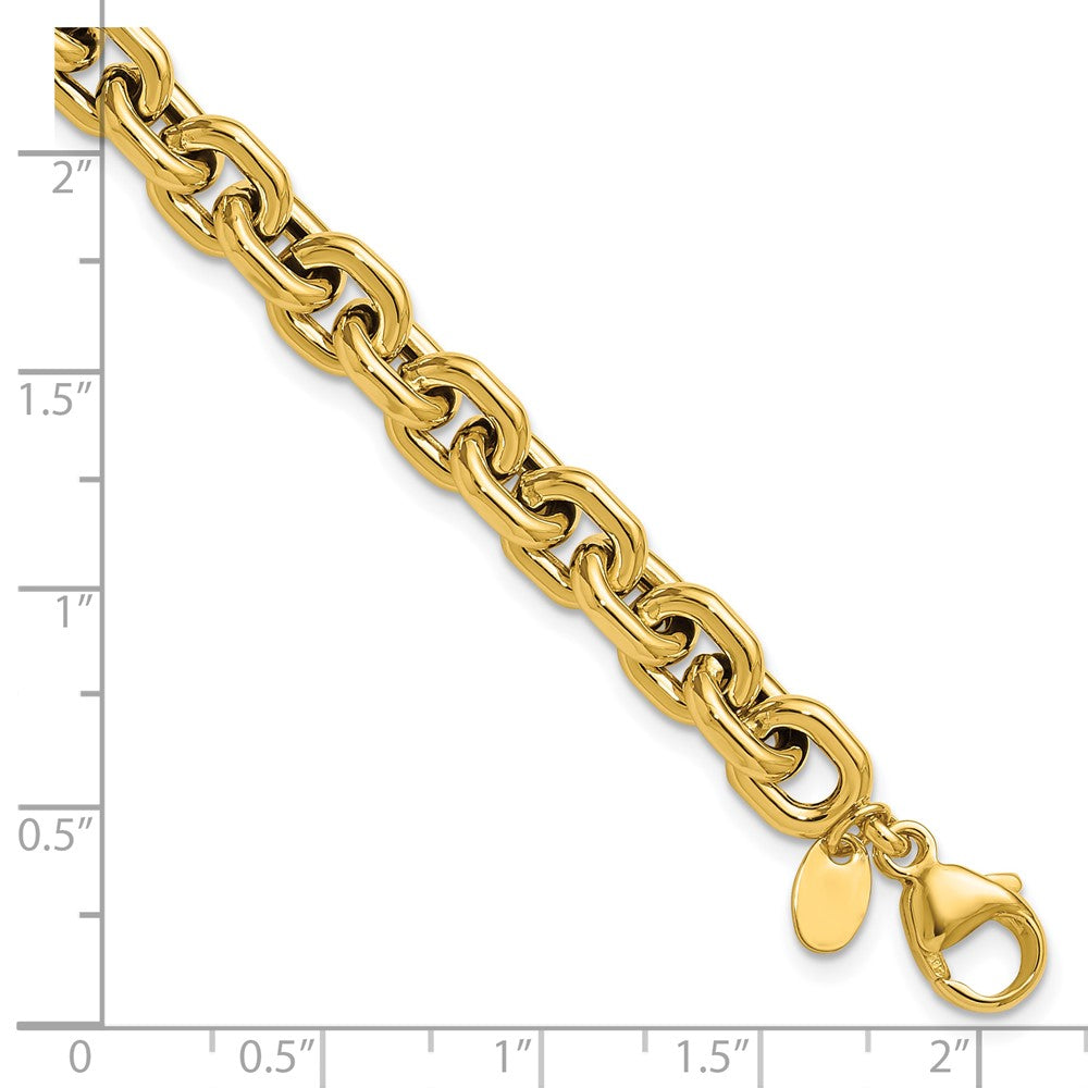 14K Yellow Gold Polished 7.0mm Flat Edge Cable Link Bracelet