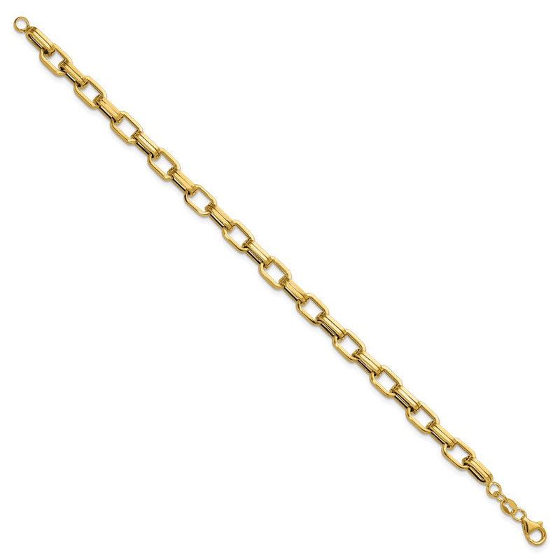 14K Yellow Gold Polished 5.5mm Fancy Oval Link Chain Bracelet