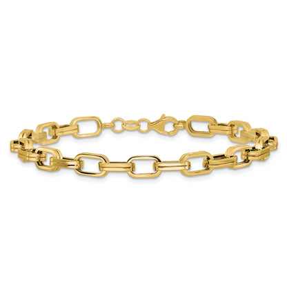 14K Yellow Gold Polished 5.5mm Fancy Oval Link Bracelet